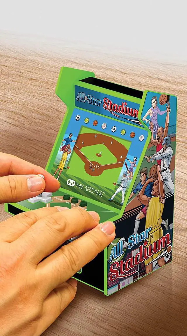 Alt view image 2 of 7 - MY ARCADE All-Star Stadium Micro Player: Mini Arcade Machine with 307 Games, Fully Playable 6.75" Collectible, Color Display, Speaker, Volume Buttons, Battery or USB-C Powered