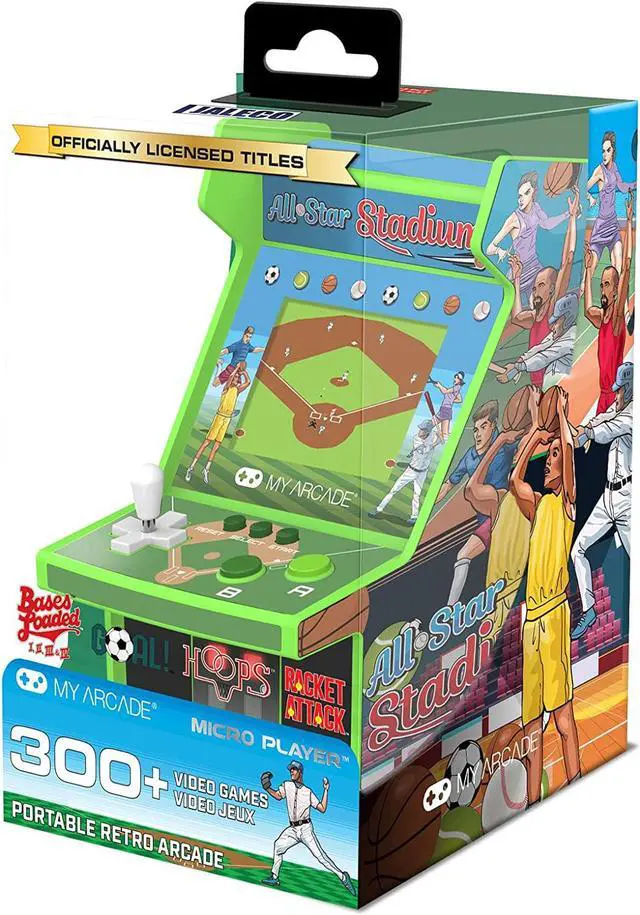 Alt view image 4 of 7 - MY ARCADE All-Star Stadium Micro Player: Mini Arcade Machine with 307 Games, Fully Playable 6.75" Collectible, Color Display, Speaker, Volume Buttons, Battery or USB-C Powered
