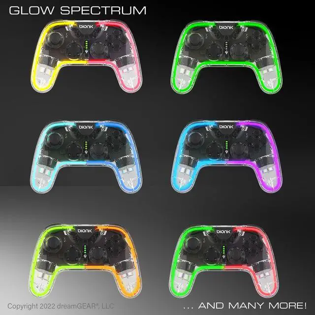 Alt view image 5 of 7 - Bionik NeoGlow Wireless RGB Gaming Controller for Nintendo Switch/Switch OLED/PC