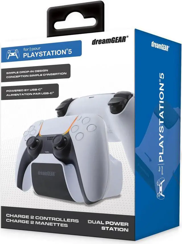 Alt view image 6 of 7 - dreamGEAR Dual Power Station PlayStation 5 Controllers Charging Dock Charger for PS5