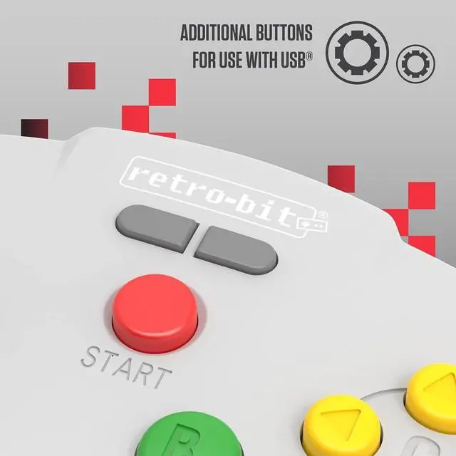 Alt view image 6 of 7 - Retro-Bit Tribute 64 2.4Ghz Wireless Controller for Nintendo N64 Switch PC - Classic Gray