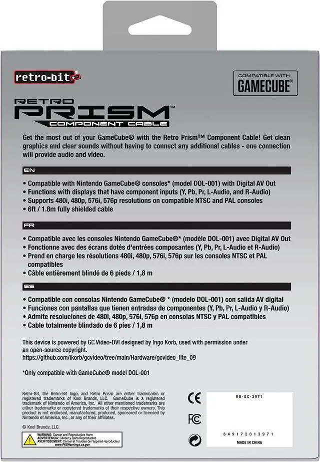 Alt view image 6 of 6 - Retro-Bit Retro Prism Component Cable for Nintendo GameCube