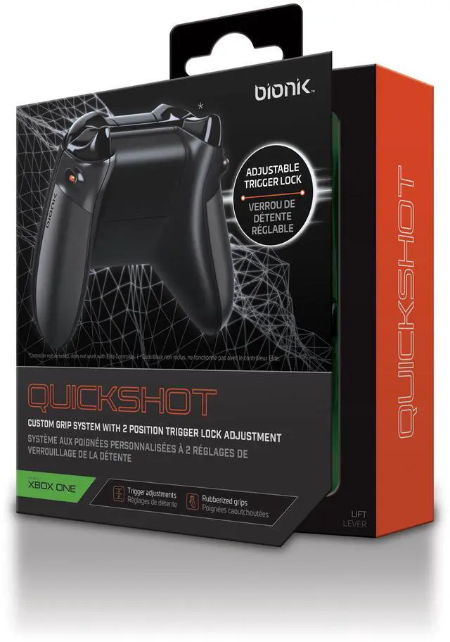 Alt view image 6 of 12 - Bionik Quickshot Rubber Grip with Dual Setting Trigger Lock for Xbox One Controller