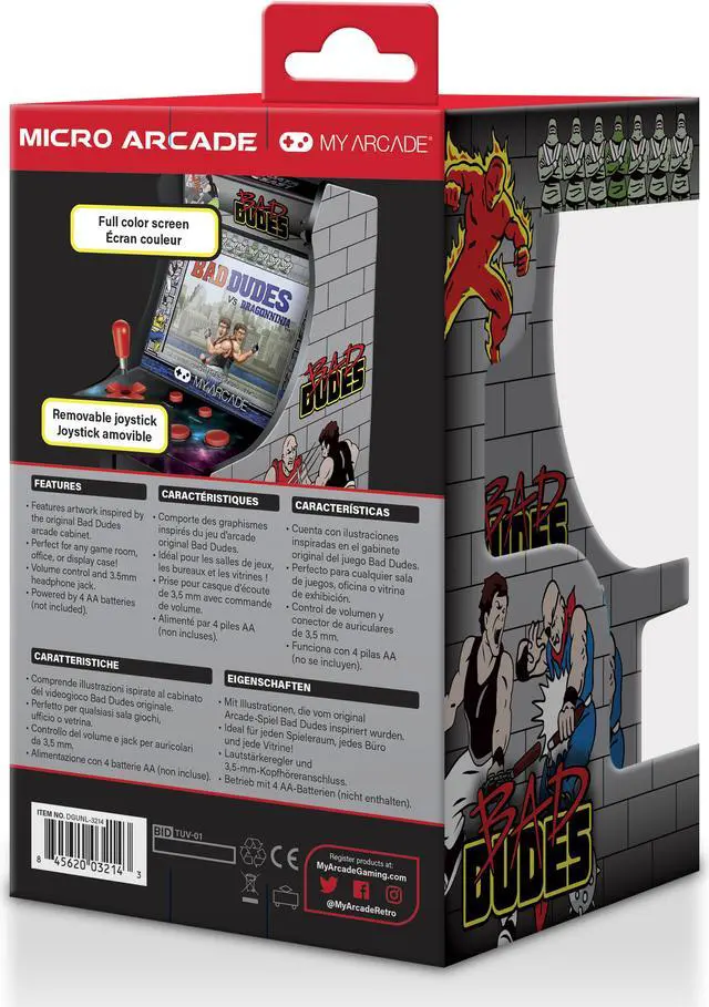Alt view image 6 of 8 - MY ARCADE Bad Dudes Collectible Retro Micro Arcade Machine Portable Handheld Video Game Licensed by Data East