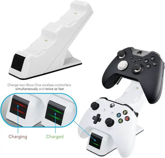 Alt view image 5 of 7 - PDP Energizer Xbox One Controller Charger w/ Two Rechargeable Battery Packs for Wireless Controllers Charging Station -  White