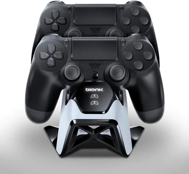 Alt view image 3 of 15 - Bionik Power Stand PS4 DualStock Controllers Charger Stand Dock for PlayStation 4