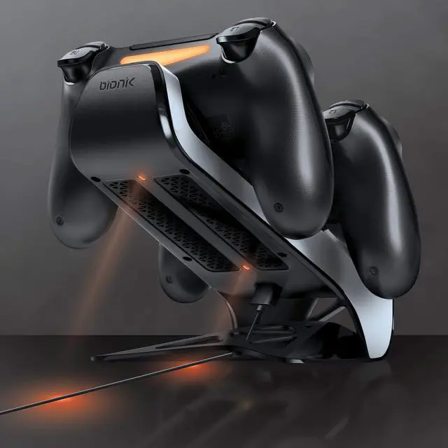 Alt view image 4 of 15 - Bionik Power Stand PS4 DualStock Controllers Charger Stand Dock for PlayStation 4