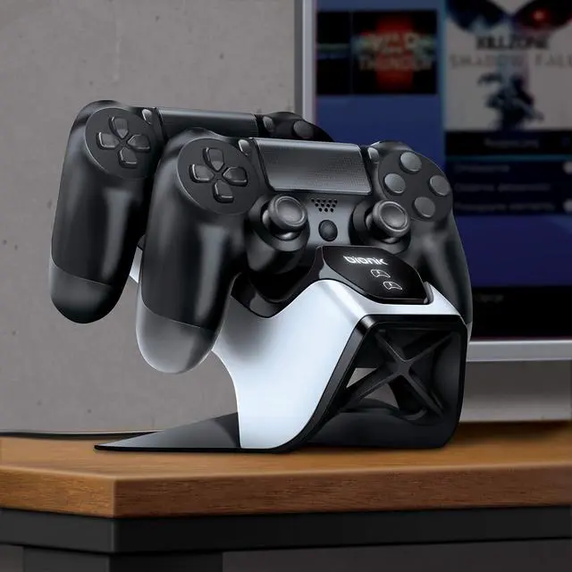 Alt view image 5 of 15 - Bionik Power Stand PS4 DualStock Controllers Charger Stand Dock for PlayStation 4