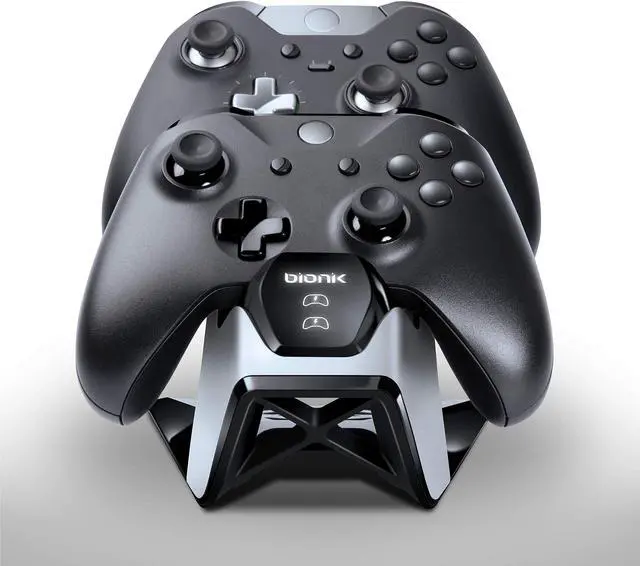 Alt view image 2 of 14 - Bionik Power Stand Controllers Charger Dock with 2 Rechargeable Batteries for Xbox One