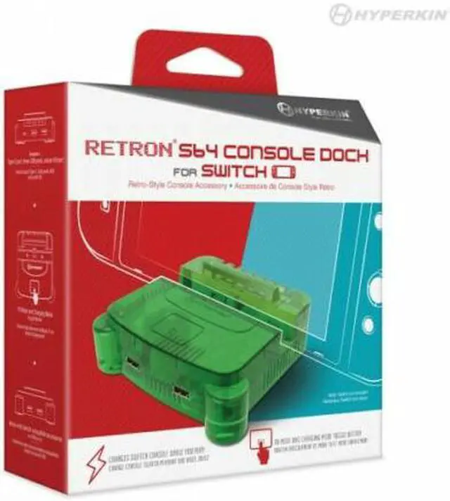 Alt view image 5 of 14 - Hyperkin RetroN S64 Console Dock for Switch (Lime Green) Nintendo Switch