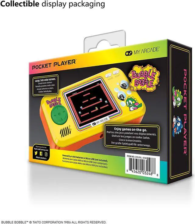 Alt view image 7 of 15 - My Arcade Bubble Bobble Pocket Player - Portable Handheld Gaming System - 3 Retro Games Included - Bubble Bobble (Part 1 & 2) and Rainbow Islands: The Story - Licensed Collectible