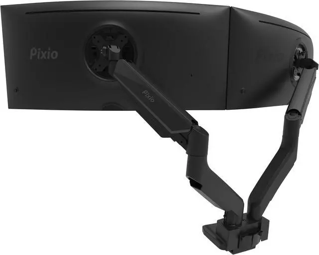 Main image of Pixio PS2D Heavy-duty Gas Spring Fully Adjustable Universal Mount 100x100mm 75x75mm Premium Dual Monitor Desk Mount, Supports two monitors up to 35" & 33lbs