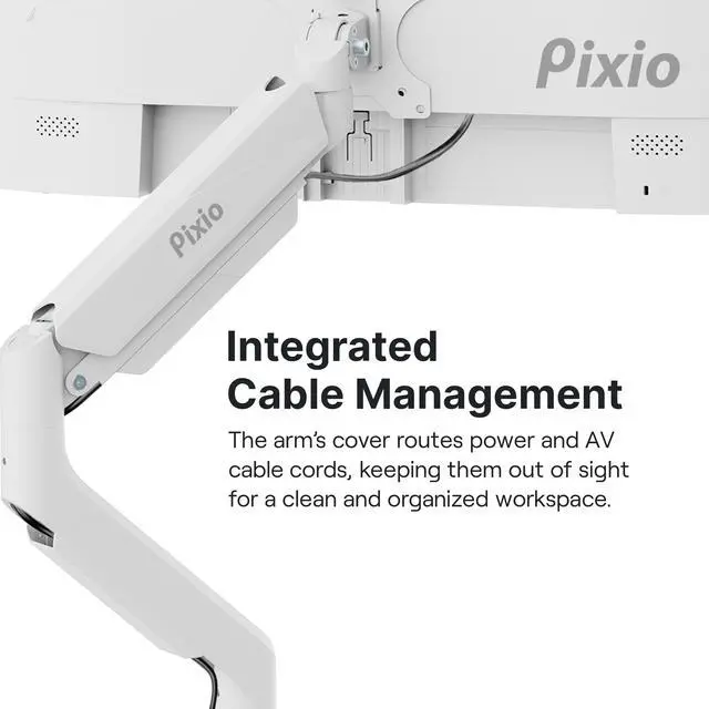 Alt view image 5 of 7 - Pixio PS2S White Edition Heavy-duty Gas Spring Fully Adjustable Universal Mount 100x100mm 75x75mm Premium Single Monitor Desk Mount, Supports monitors up to 49" 30.8lbs (curved) 39.6" (flat) White