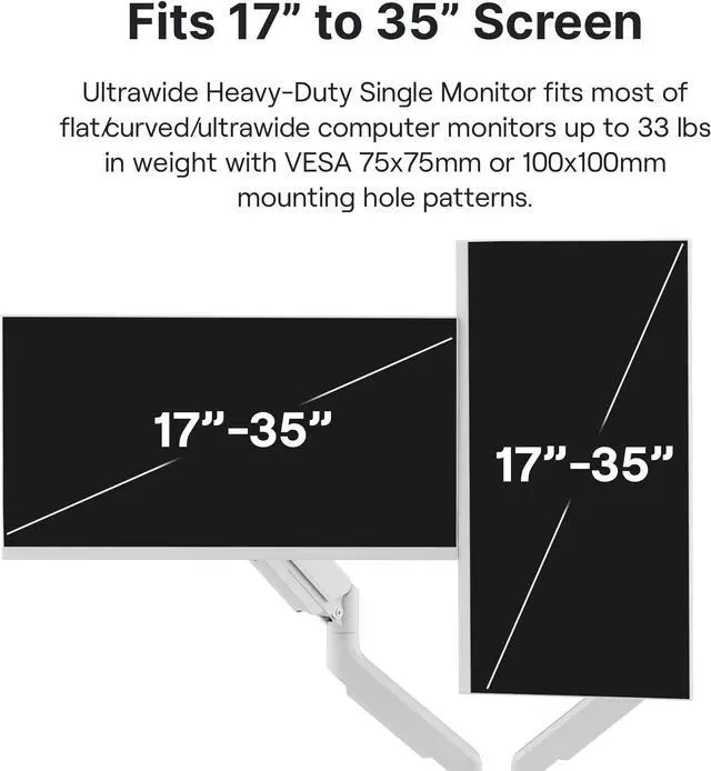 Alt view image 2 of 7 - Pixio PS2D White Edition Heavy-duty Gas Spring Fully Adjustable Universal Mount 100x100mm 75x75mm Premium Dual Monitor Desk Mount, Supports two monitors up to 35" & 33lbs