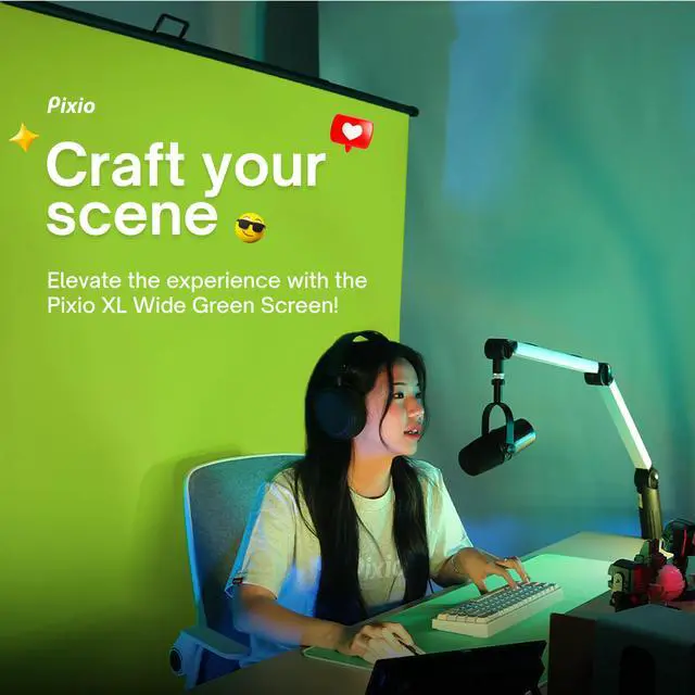 Alt view image 3 of 7 - Pixio Green Screen XL Wide 78in x 78in, Collapsible, Free Standing for Photoshoot, Filming, Streaming, and Video Conference