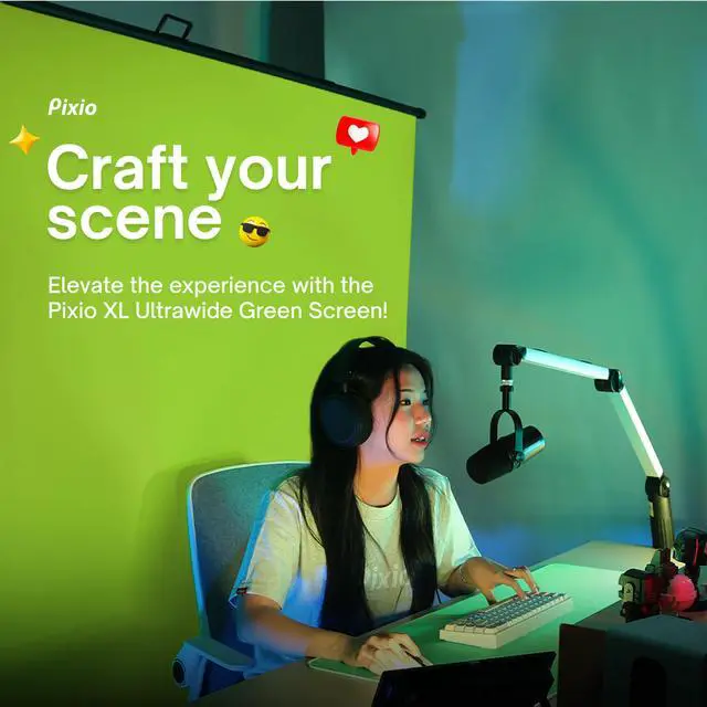 Alt view image 3 of 7 - Pixio Green Screen XL Ultrawide 98in x 78in, Collapsible, Free Standing Green Screen for Photoshoots, Filming, Streaming, Video Conference