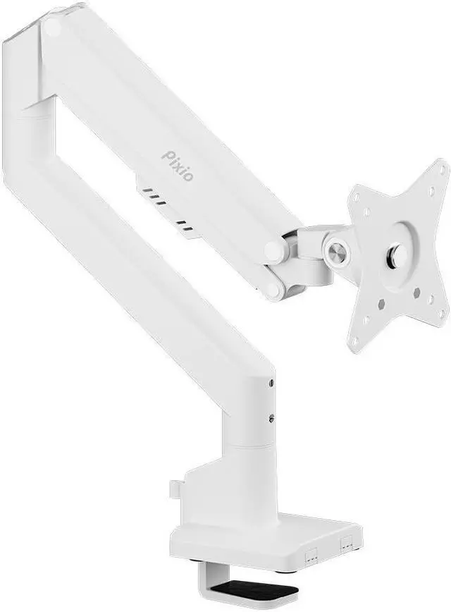 Main image of Pixio PS1S Wave White Single Monitor Arm Stand Desk Mount - Fits up to 32 inches Monitors and up to 19.8lbs. VESA Compatibility and Integrated Cable Management