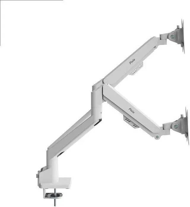 Alt view image 2 of 5 - Pixio PS1D Wave White Dual Monitor Arm Stand Desk Mount - Fits up to 32 inch Monitors and up to 19.8lbs, VESA Compatibility and Integrated Cable Management