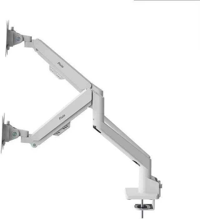 Alt view image 3 of 5 - Pixio PS1D Wave White Dual Monitor Arm Stand Desk Mount - Fits up to 32 inch Monitors and up to 19.8lbs, VESA Compatibility and Integrated Cable Management