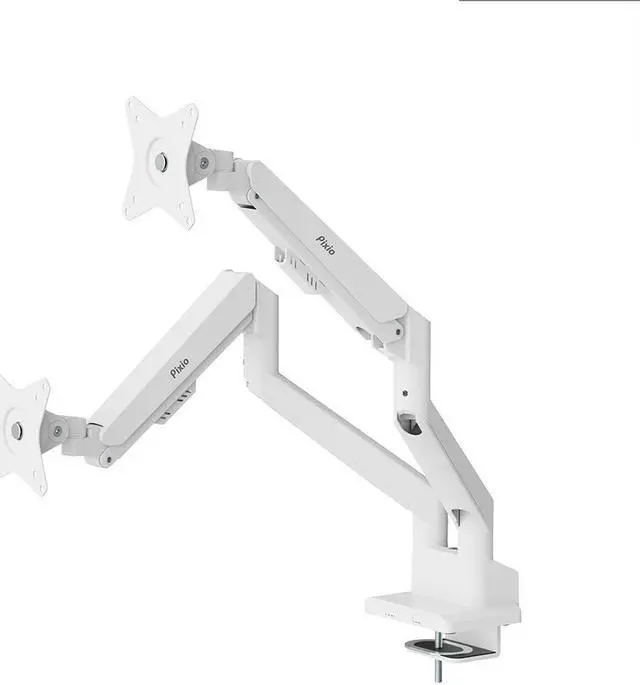 Alt view image 4 of 5 - Pixio PS1D Wave White Dual Monitor Arm Stand Desk Mount - Fits up to 32 inch Monitors and up to 19.8lbs, VESA Compatibility and Integrated Cable Management