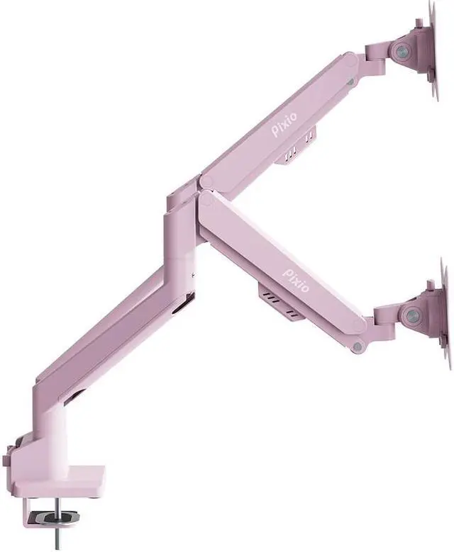 Alt view image 3 of 4 - Pixio PS1D Wave Pink Dual Monitor Arm Stand Desk Mount - Fits up to 32 inch Monitors and up to 19.8lbs, VESA Compatibility and Integrated Cable Management pink