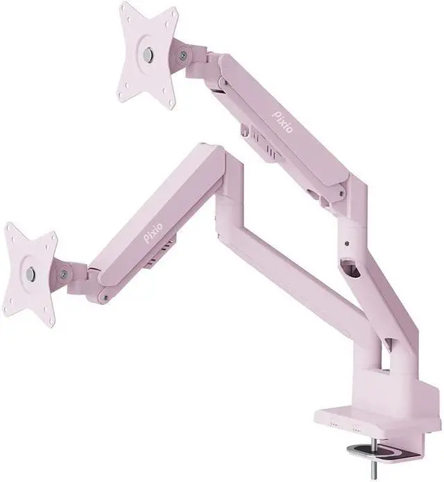 Alt view image 4 of 4 - Pixio PS1D Wave Pink Dual Monitor Arm Stand Desk Mount - Fits up to 32 inch Monitors and up to 19.8lbs, VESA Compatibility and Integrated Cable Management pink