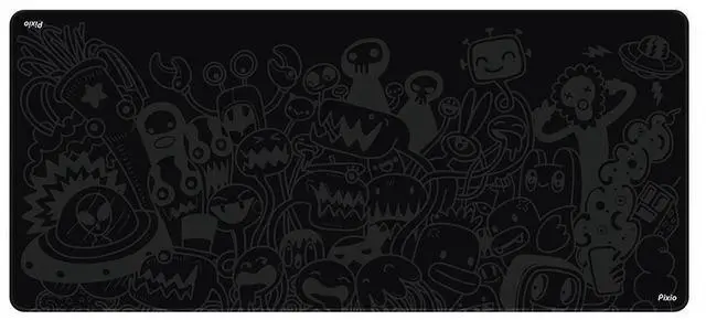 Main image of Pixio Mouse Pads - 36 x 16 inch XXL Monster Doodle Black Multifunctional Large Desk Mats for Gaming, Office, Desktop Anti-slip Waterproof Washable Computer Mouse Mat