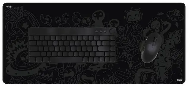 Alt view image 4 of 5 - Pixio Mouse Pads - 36 x 16 inch XXL Monster Doodle Black Multifunctional Large Desk Mats for Gaming, Office, Desktop Anti-slip Waterproof Washable Computer Mouse Mat