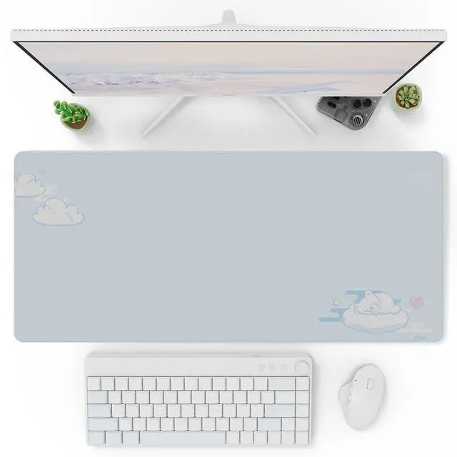 Alt view image 5 of 5 - Pixio Mouse Pads - 36 x 16 inch XXL Sleepy Bear Cloud Blue Multifunctional Large Desk Mats for Gaming, Office, Desktop Anti-slip Waterproof Washable Computer Mouse Mat