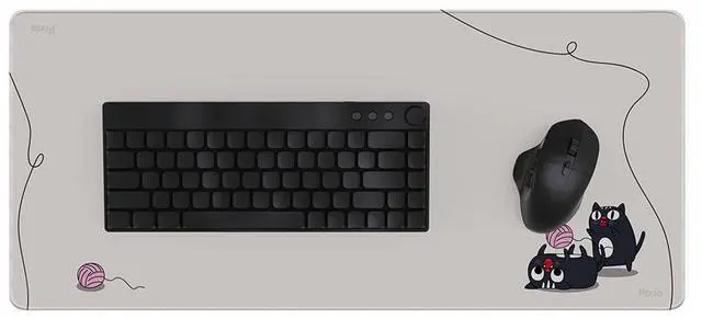 Alt view image 4 of 5 - Pixio Mouse Pads - 36 x 16 inch XXL Playful Cats (side) Beige Multifunctional Large Desk Mats for Gaming, Office, Desktop Anti-slip Waterproof Washable Computer Mouse Mat