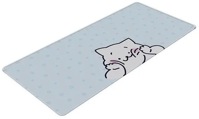 Alt view image 3 of 5 - Pixio Mouse Pads - 36 x 16 inch XXL Squishy Cat Light Blue Multifunctional Large Desk Mats for Gaming, Office, Desktop Anti-slip Waterproof Washable Computer Mouse Mat