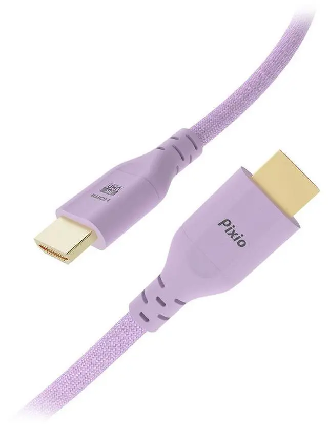 Main image of Pixio 8K HDMI 2.1 Braided Cable Ultra High Speed Certified 6.5FT 2M 8K 60Hz 4K 120Hz Nylon Braided, Gold Plated Connector, Anti-Breakage, HDR10+, dtsx, eARC, HDCP, Dolby Compatible Purple
