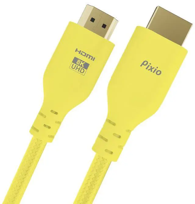Alt view image 3 of 4 - Pixio 8K HDMI 2.1 Yellow Braided Cable Ultra High Speed Certified 6.5FT 2M 8K 60Hz 4K 120Hz Nylon Braided, Gold Plated Connector, Anti-Breakage, HDR10+, dtsx, eARC, HDCP, Dolby Compatible