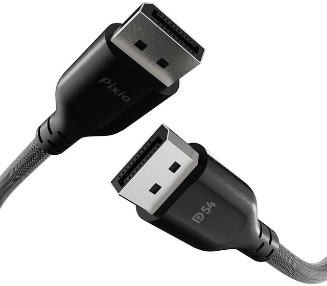 Main image of Pixio Black 16K DisplayPort 2.1 Cable DP54 Certified 6FT 16k 60Hz 4K 240Hz Nylon Braided Nickel-plated Connector Anti-Breakage DSC UHBR13.5