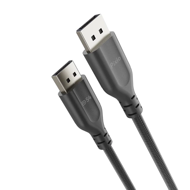 Alt view image 2 of 3 - Pixio Black 16K DisplayPort 2.1 Cable DP54 Certified 6FT 16k 60Hz 4K 240Hz Nylon Braided Nickel-plated Connector Anti-Breakage DSC UHBR13.5