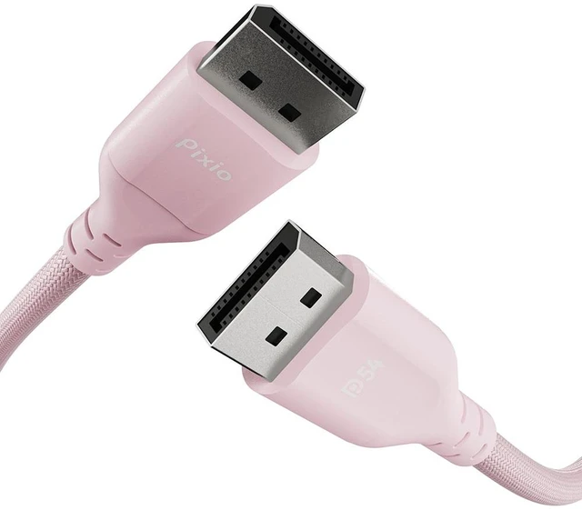 Main image of Pixio Pink 16K DisplayPort 2.1 Cable DP54 Certified 6FT 16k 60Hz 4K 240Hz Nylon Braided Nickel-plated Connector Anti-Breakage DSC UHBR13.5