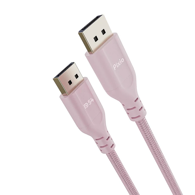Alt view image 2 of 3 - Pixio Pink 16K DisplayPort 2.1 Cable DP54 Certified 6FT 16k 60Hz 4K 240Hz Nylon Braided Nickel-plated Connector Anti-Breakage DSC UHBR13.5