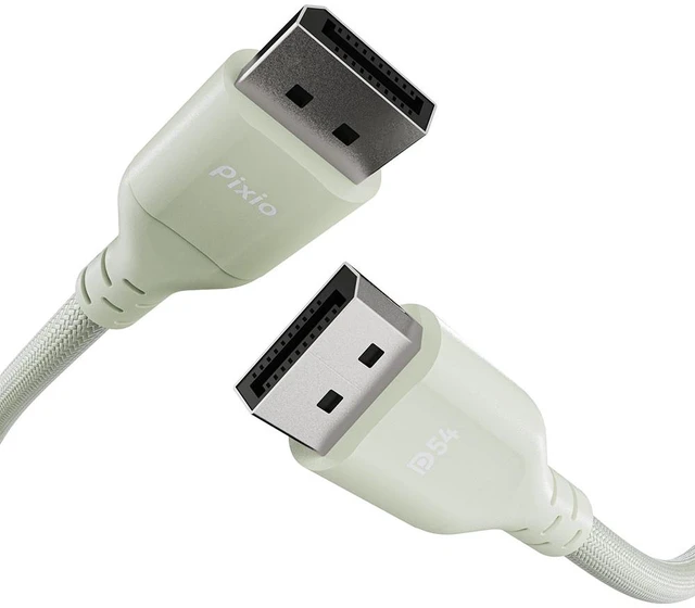 Main image of Pixio Mint Green 16K DisplayPort 2.1 Cable DP54 Certified 6FT 16k 60Hz 4K 240Hz Nylon Braided Nickel-plated Connector Anti-Breakage DSC UHBR13.5