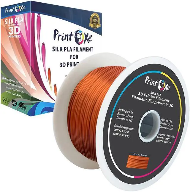 Alt view image 3 of 3 - PrintOxe® 3D PLA like SILK Filament 2 Packs of Silver and Copper Colours for 3D Printers 1.75 mm Diameter Each Weight 1 Kg Net on Spool (2.2 LBs) Dimensional Accuracy +/- 0.03 mm