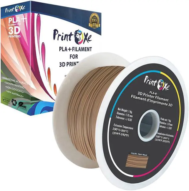 Main image of 3D PLA+ / Pro PLA Dark Wood Colour Filament for 3D Printers - 1.75 mm Diameter - 1 Kg Net on Spool (2.2 LBs) Dimensional Accuracy +/- 0.03 mm