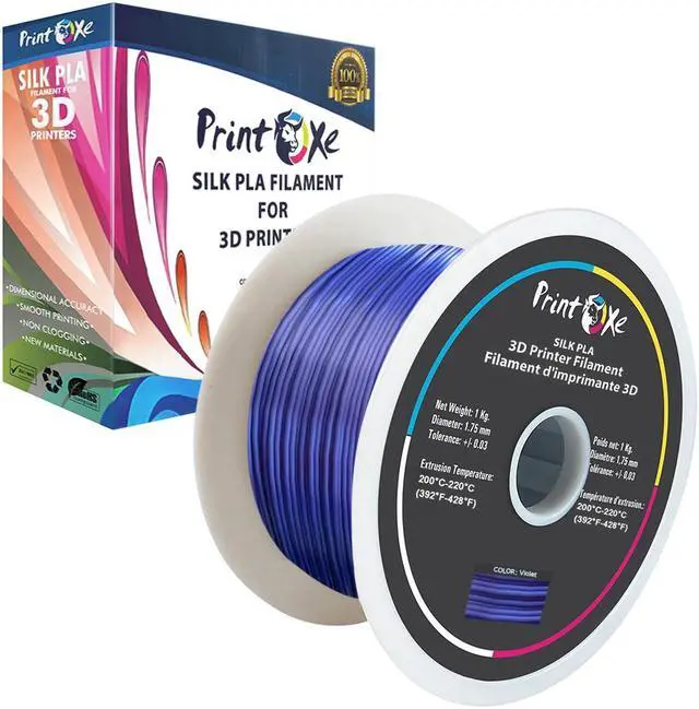 Alt view image 2 of 5 - 3D PLA like SILK Filament 4 Packs of Violet / Red / White / BlueColours for 3D Printers 1.75 mm Diameter Each Weight 1 Kg Net on Spool (2.2 LBs) Dimensional Accuracy +/- 0.03 mm