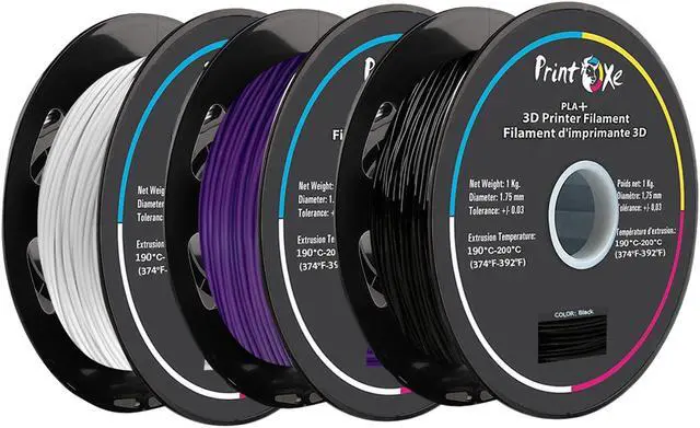 Main image of 3D PLA+ / Pro PLA 3 Packs of White / Purple / Black Colours Filament for 3D Printers - 1.75 mm Diameter - 1 Kg Net on Spool (2.2 LBs) Dimensional Accuracy +/- 0.03 mm