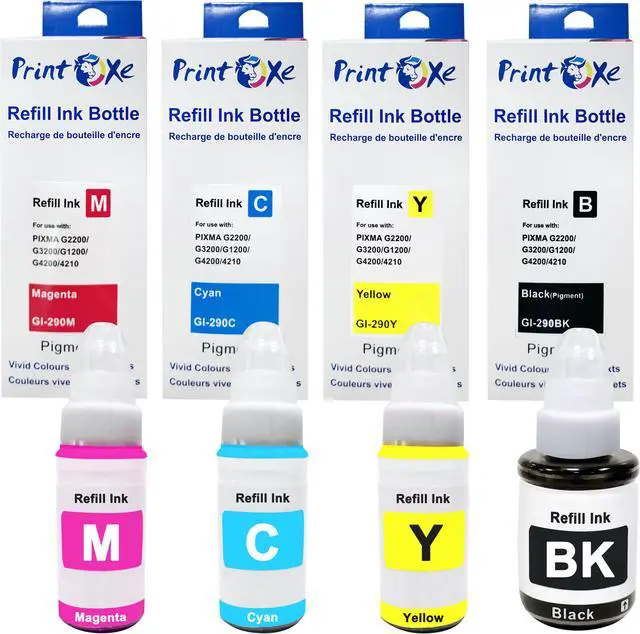 Main image of GI-290 Compatible Ink Refill Bottles Set GI290 of 4 Colours for PIXMA G4200 G4210 G3200 G2200 G1200 G1000 G1100 G1400 G1800 G1900 G2000 G2100 G2400 G2800 G2900 G300 and others