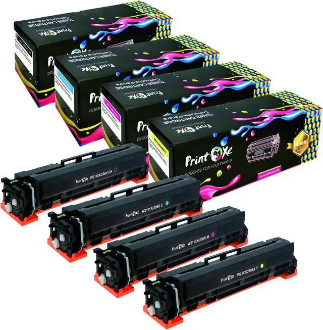 Main image of 206X Compatible Set WITHOUT CHIP of 4 Toner High Yield Cartridges of 206A | Black W2110X | Cyan W2111X | Yellow W2112X | Magenta W2113X | for HP
