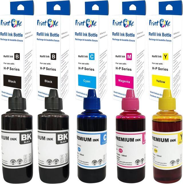 Alt view image 5 of 5 - Universal Ink Refill 5 Bottles for HP & Desktop CISS & Cartridges (Refill Kit for Cartridges Not Included) 2 Black 3701 | Cyan 3702 | Magenta 3703 | Yellow 3704