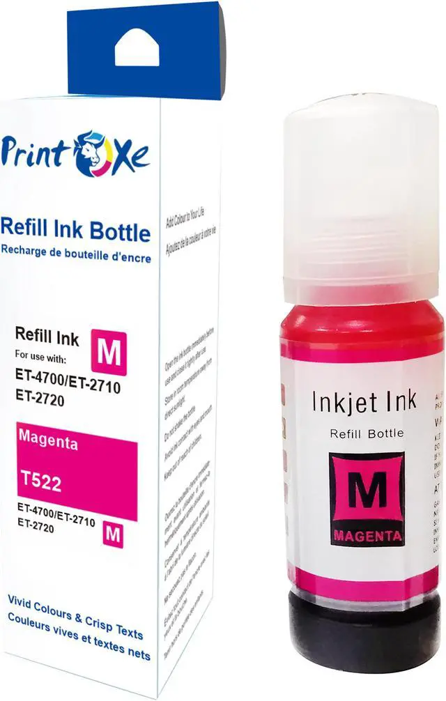 Alt view image 4 of 5 - T522 Compatible Ink Refill Bottles 2 Sets 522 of 8 Bottles; 2 Black T522120 | 2 Cyan T522220 | 2 Magenta T522320 | 2 Yellow T522420 for Epson EcoTank Printers ET 1110 / 2710 / 2720 / 4700