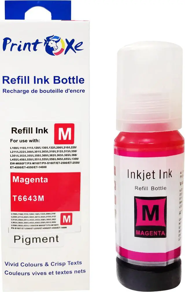 Alt view image 4 of 5 - T774 T664 Compatible Refill Set of 4 Pigment Ink Bottles Black T7741 | Cyan T6642 | MagentaT6643 | Yellow T6644 High Yield for Epson EcoTank Expression & WorkForce ET-3600 ET-16500 ET-4550