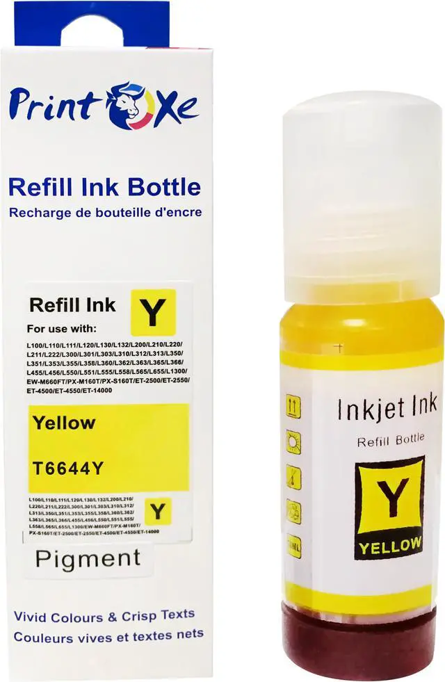 Alt view image 5 of 5 - T774 T664 Compatible Refill Set of 4 Pigment Ink Bottles Black T7741 | Cyan T6642 | MagentaT6643 | Yellow T6644 High Yield for Epson EcoTank Expression & WorkForce ET-3600 ET-16500 ET-4550