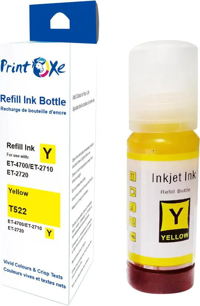Alt view image 5 of 5 - T522 Compatible Ink Refill Bottles 2 Sets 522 of 8 Bottles; 2 Black T522120 | 2 Cyan T522220 | 2 Magenta T522320 | 2 Yellow T522420 for Epson EcoTank Printers ET 1110 / 2710 / 2720 / 4700