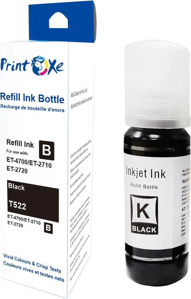 Alt view image 2 of 5 - T522 Compatible Ink Refill Bottles 2 Sets 522 of 8 Bottles; 2 Black T522120 | 2 Cyan T522220 | 2 Magenta T522320 | 2 Yellow T522420 for Epson EcoTank Printers ET 1110 / 2710 / 2720 / 4700